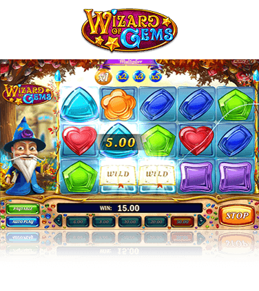 In-game view of Wizard of Gems slot